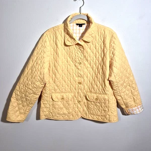 Lands End Jacket Womens Large Yellow Quilted Thermolite Lightweight Pockets - Picture 1 of 12