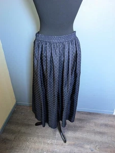 Falda Vintage Seda Azul Marino Lunares: Falda Chaus Ligera Años 80 Talla M - Imagen 1 de 10