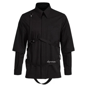 Moda Para Hombres Camisa Mangas Dobles Gótico Prendas para el torso Correa Suelta Punk Informal Talla Más Grande - Imagen 1 de 9