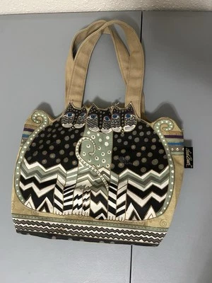 Laurel Burch Purse/  Pocketbook Cat  Artistic Canvas Crazy Cat Ladies Wanted - Image 1 of 4