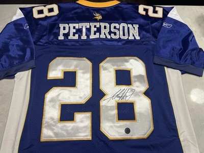 Auténtica camiseta Reebok autografiada por Adrian Peterson de los Minnesota Vikings con certificado de autenticidad Foto 1 de 4