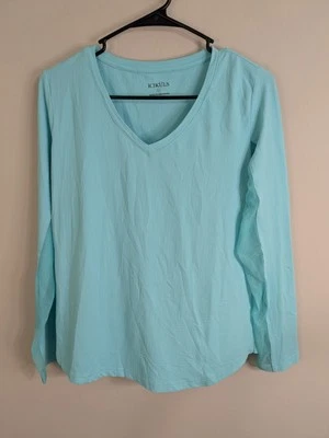 Icikuls Athletic Top Women's Medium Blue Long Sleeve Stretch Running Yoga Gym - Image 1 of 4