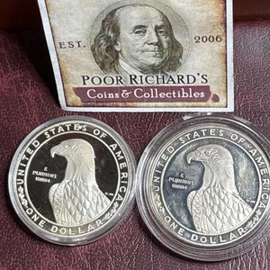 Silver Sale! 1.54 Oz Pure! 2 low Grade 1983S Olympic PR 90% Silv Dollars.  TT13 - Picture 1 of 7