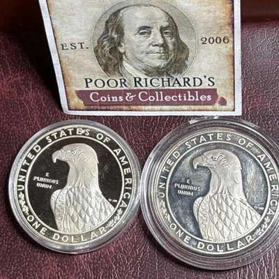 Silver Sale! 1.54 Oz Pure! 2 low Grade 1983S Olympic PR 90% Silv Dollars.  TT13 - Image 1 of 4