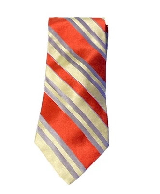 Corbata Ike Behar New York a rayas rojas doradas y plateadas Foto 1 de 4
