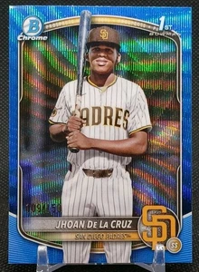 Jhoan De La Cruz 1st /150 Blue Wave Refractor 2025 Bowman Chrome #BCP-223 Padres - Picture 1 of 10