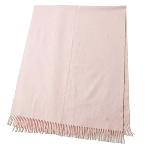 HERMES Logo Embroidered With Fringe, 100 Cashmere Large, Shawl/Stool, Baby Pink, - Picture 1 of 9