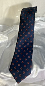 HILDITCH & KEY Men's 100% Silk Necktie Designer Geometric Navy Blue/Red - Rare - Picture 1 of 11