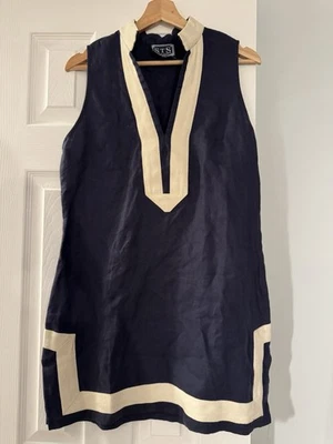 Mini Vestido Túnica 100% Lino Sail To Sable Talla 2 Lino Costero Náutico Dinero Antiguo Foto 1 de 4
