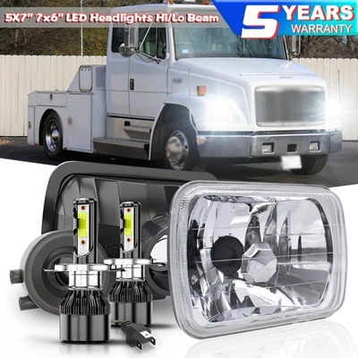 Par de faros LED 7X6" 5X7 para Freightliner FL50 FL60 FL70 FL80 MT35 MT45 MT55 Foto 1 de 4