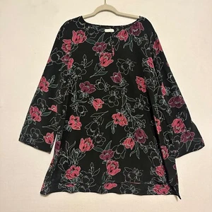 14th & Union dunkel geblümtes Oberteil Damen 2X launisch Reise Büro Frühling Pullover - Bild 1 von 13