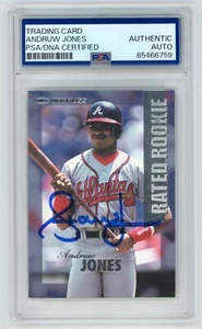 ANDRUW JONES Braves Signed 1996 Donruss RATED ROOKIE Baseball Card + PSA Auto - Picture 1 of 2