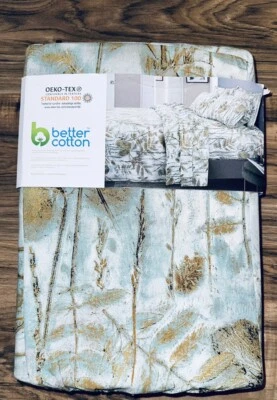 Juego de sábanas Buckinghamshire Queen de 4 piezas Lago media gota Aqua hoja de oro 300 TC algodón Foto 1 de 3