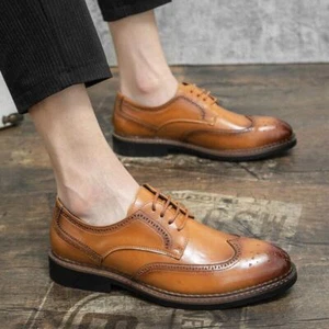 Zapatos para hombre Zapatos de vestir con cordones Brogue Negocios Zapatos de boda Zapatos de salón formales - Imagen 1 de 13