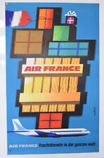 Original Vintage Airlines Poster - AIR FRANCE Cargo - German - 1962 ( 24" x 39")