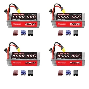 Venom 50C 4S 5000mAh 14.8V Hard Case RC LiPo Battery ROAR with UNI Plug x4 Packs - Picture 1 of 3