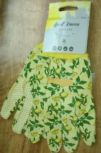 April Raven for Briers Bespoke Ladies Cotton Grip Garden Gloves Sicilian Lemon M - Picture 1 of 2