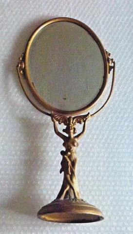 vANITY MIRROR FIGURAL LADY ANTIQUE CAST IRON HOLLYWOOD REGENCY ART DECO neocurio Cover