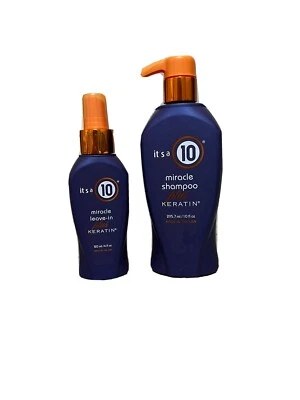 LOT OF 2 : it's a 10 Miracle shampoo plus KERATIN 10oz & leave-in +KERATIN 4 oz - Image 1 of 3