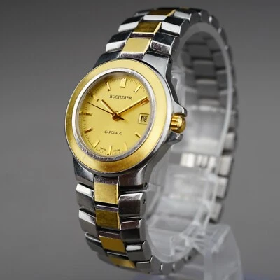 Винтажные женские часы Bucherer CAPOLAGO 27 мм золотой новый аккумулятор - Изображение 1 из 4
