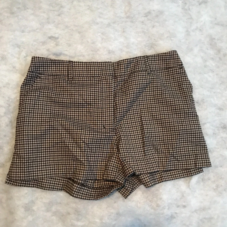 Pantalones Cortos Chinos H&M Marrón Claro Pata de Gallo Tiro Medio Academia Preppy Talla 8 Foto 1 de 4