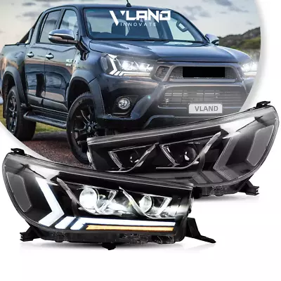 Projector VLAND LED DRL Headlights For Toyota Hilux /Vigo 2015-2020 W/Animation - Image 1 of 4