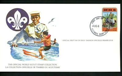 Postal History FDC #588 St. Lucia , Boy Scouts scouting water skiing 1982 - Image 1 of 2