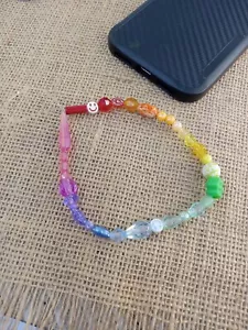 Phone Lanyard Charm Cute Rainbow Beaded Accessory Case Charm for Phone - Tablet - Picture 1 of 5