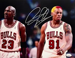 DENNIS RODMAN Autograph SIGNED 11X14 Chicago BULLS PHOTO JSA WITNESS CERTIFIED - Picture 1 of 9