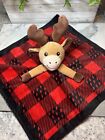 Moose baby lovey red black buffalo plaid check security blanket toy soft
