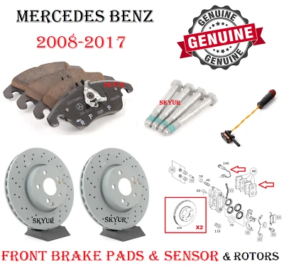 Mercedes Front Brake Pad & 2 Rotors Set w/Sensor C300 C350 E250 E350 400 GENUINE - Image 1 of 4