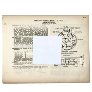 1937 Owen-Dyneto Lamp Control Starter Generator Battery Charge Regulator Manual - Picture 1 of 1