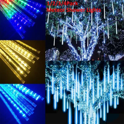 Meteor Shower 192 LED String Lights Rain Drop Falling for Tree Yard Party Decor - Image 1 of 4