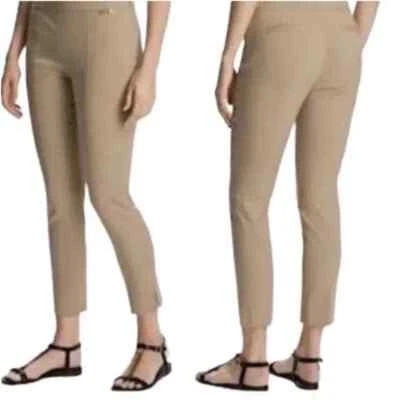 Tory Burch Side Zip Mid Rise Callie Skinny Pants Beige Cotton. Size 6 - Image 1 of 4