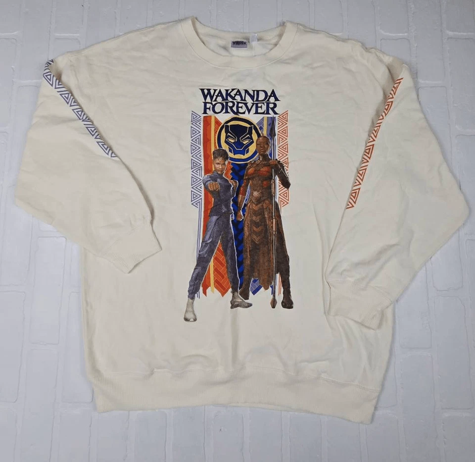 Black Panther Graphic  Cream Crewneck Sweater XL - Image 1 of 1