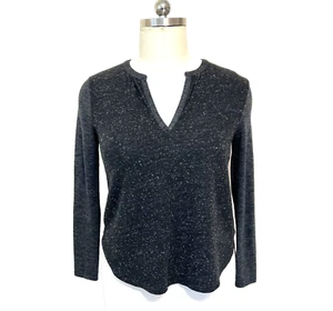 LOFT - Grey, Black, White Speckled V Neck Long Sleeve Oversized Shirt M - Picture 1 of 11