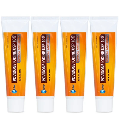 (Paquete de 4) Ungüento de primeros auxilios Povidona yodo 10 % 1 oz para cortes rasguños quemaduras Foto 1 de 4