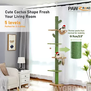 PAWZ Road Cactus Cat Tree Tower Scratching Post Ceiling High Scratcher Furniture - Picture 1 of 12