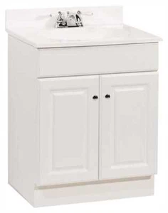  Richmond 24 in. White Bathroom Vanity Cabinet With Cultured Marble Top 2 Door - Picture 1 of 3