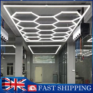 14 Hexagon LED Lighting Detailing Garage Workshop Retail Car Showroom HOT - Picture 1 of 28