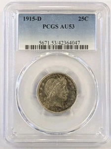 1915 D PCGS AU 53 BARBER QUARTER !  - Bild 1 von 2