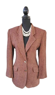 Traje de esquina informal Chaqueta Talla 4 Marrón Beige Tostado Boucle Tweed Lana Vestido Blazer S Foto 1 de 4