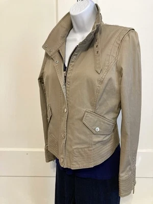 Chaqueta utilitaria WHITE HOUSE BLACK MARKET talla 10 beige algodón elástico sin forro Foto 1 de 4