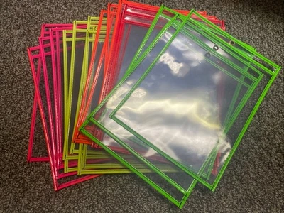25 Portaboletos Tienda Línea C NEÓN Colores Surtidos 9 x 12 Transparente Delantero Trasero Foto 1 de 4