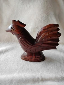 Vintage Genuine Mahogany Rooster Stature, Wood Figure, Made In Haiti, 6.5 Inch - Picture 1 of 11