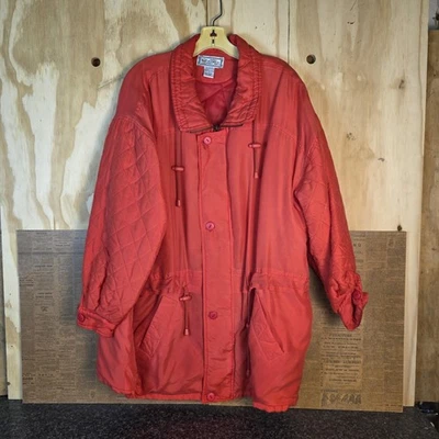 Vintage Paolo Gucci Silk Jacket Mens Large Quilted Parka Drawstring Waist 90s - Image 1 of 4