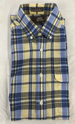 John Henry SHIRT MENS Sz S Half Sleeve American Fit Plaid  NWOT VTG 1980's - Image 1 of 4