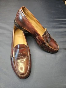 Cole Haan Brown Leather Penny Loafers Pinch Hand Sewn Mens 11 M Slip On Shoe - Picture 1 of 12