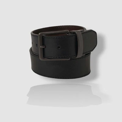 $49 Levi's мужчин черный коричневый кожаный логотип двусторонний ремень пряжки размер 36 - Изображение 1 из 3