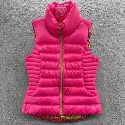 Lilly Pulitzer Vest Womens Medium M Pink Down Full Zip Allie Packable Vest - Image 1 of 4
